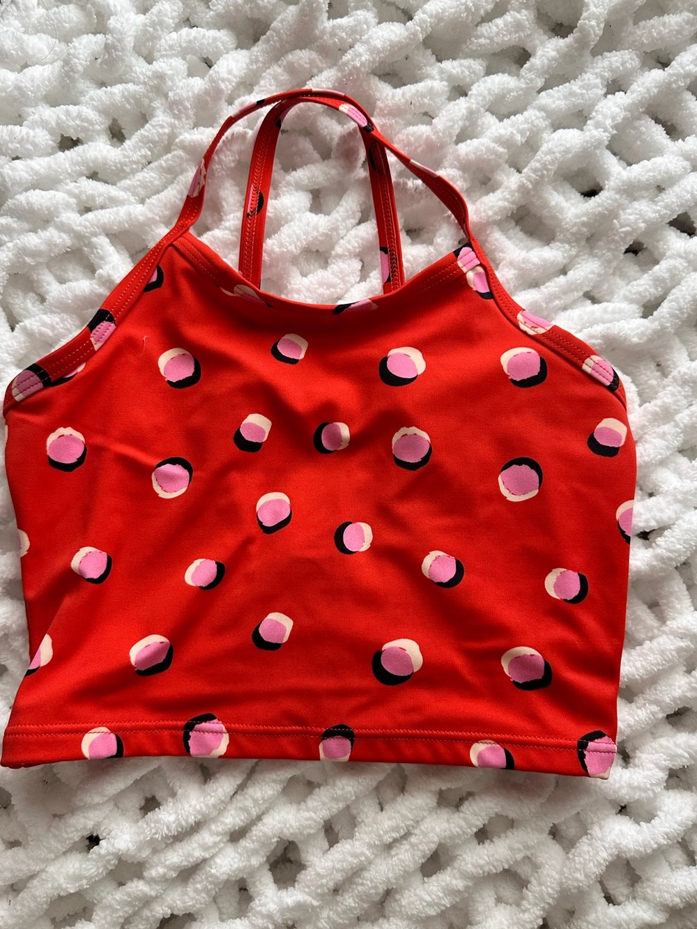 Hanna Andersson Red Swim Top with Pink Dot Accents